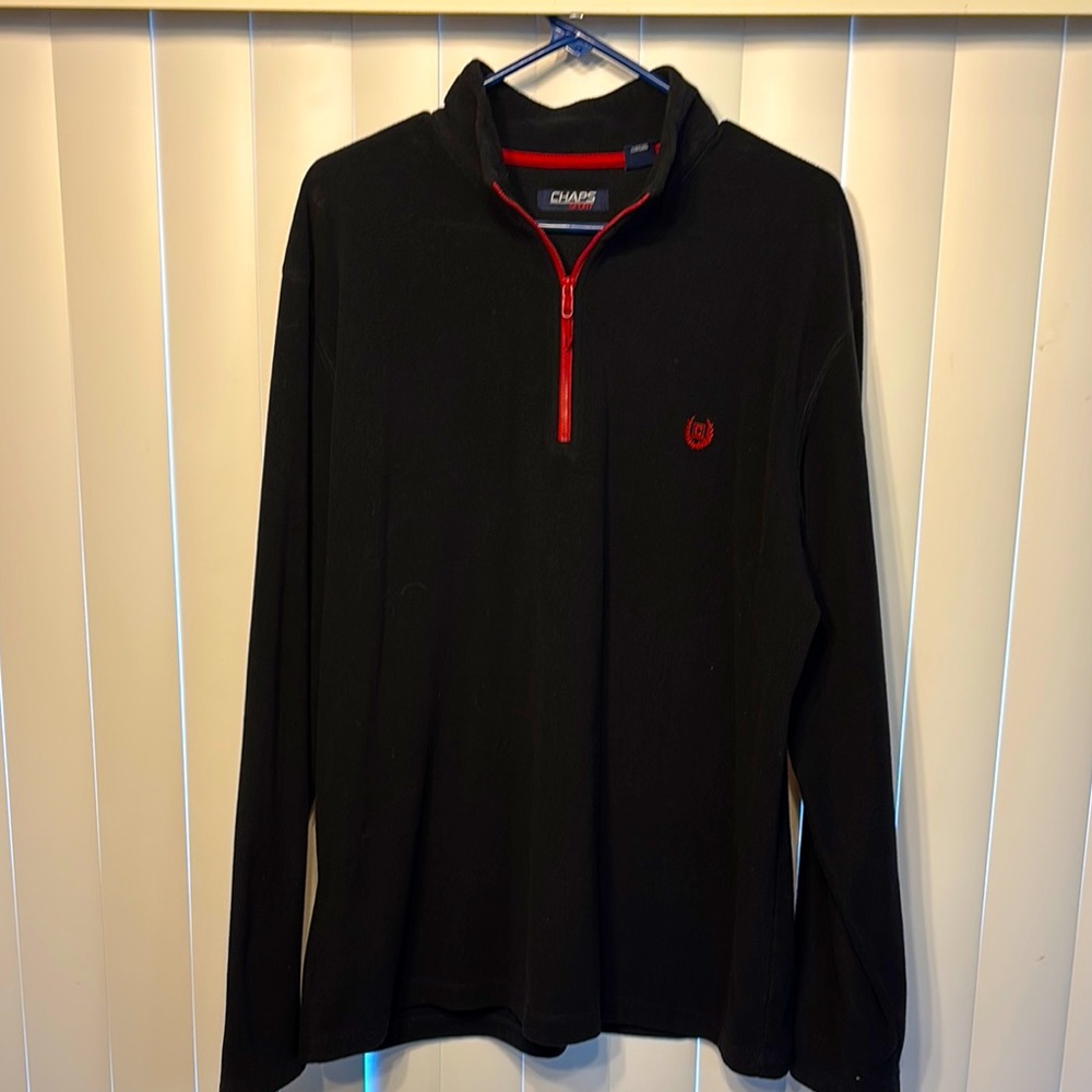 CHAPS Men's Black Sweater with Red Accents